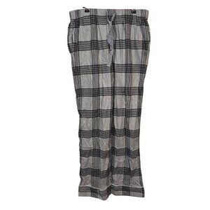 Lands End Mens Plaid Lounge Pants M Grey & Black